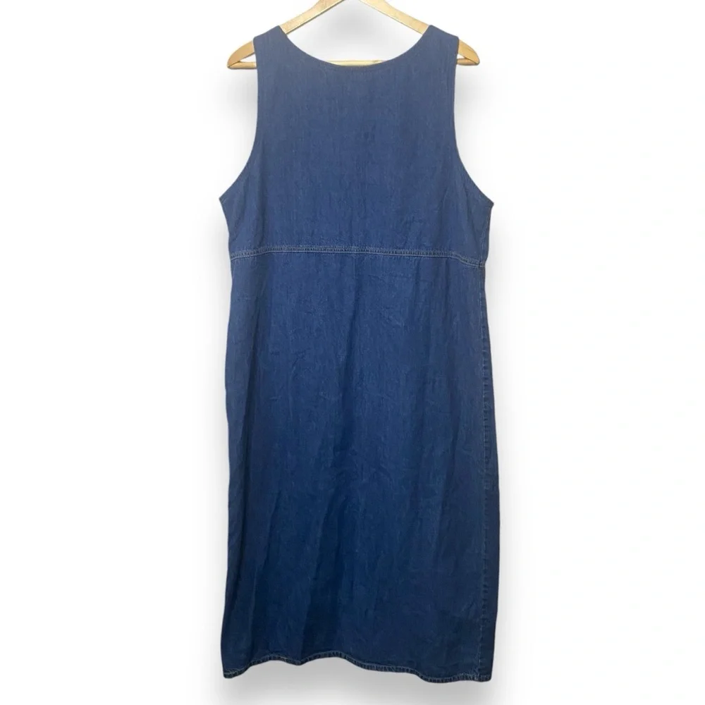 VTG Denim Western Button Front Midi Dress Lace Up Pocket Size Large - Picture 5 of 5